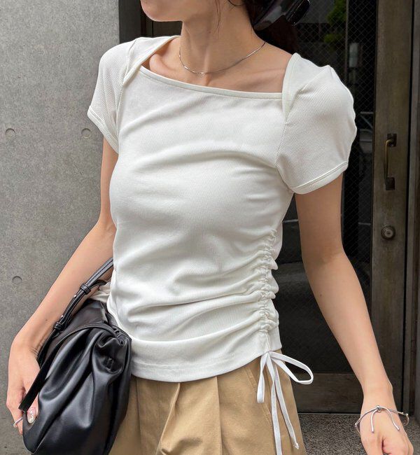  「スクエアネックドロストT」|Tシャツ・カットソー|ホワイト
