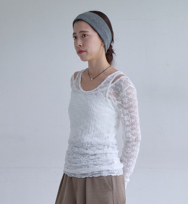  「【再入荷】レースレイヤードカットソー」|Tシャツ・カットソー|