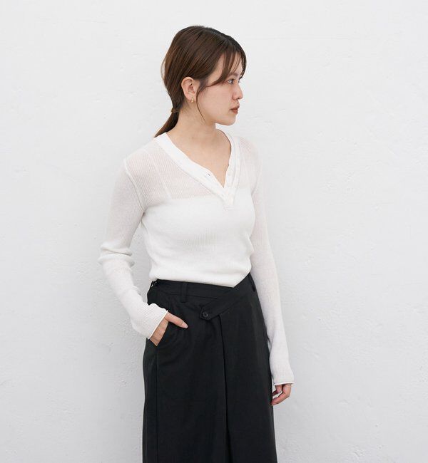  「【再入荷】ヘンリーネックレイヤードニット」|ニット・セーター|