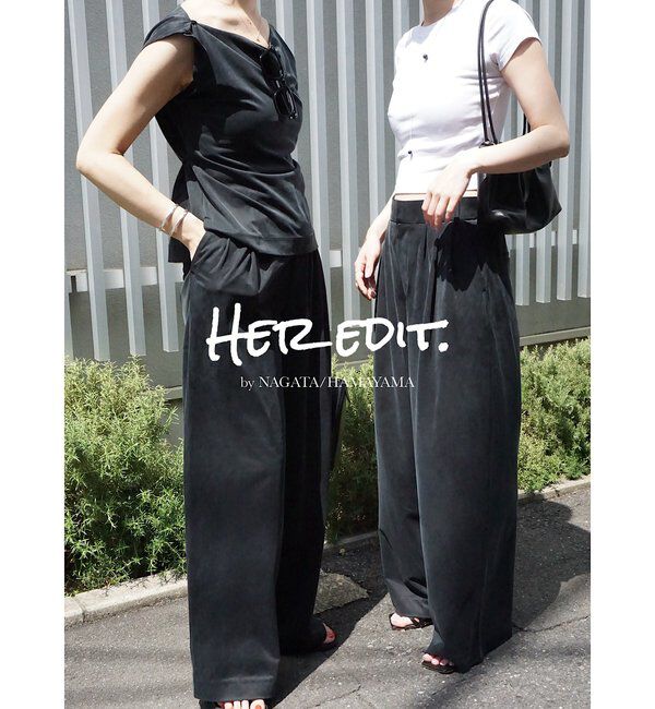  「【Her Edit】【セットアップ対応】キュプラジャージータックパンツ」|チノ|