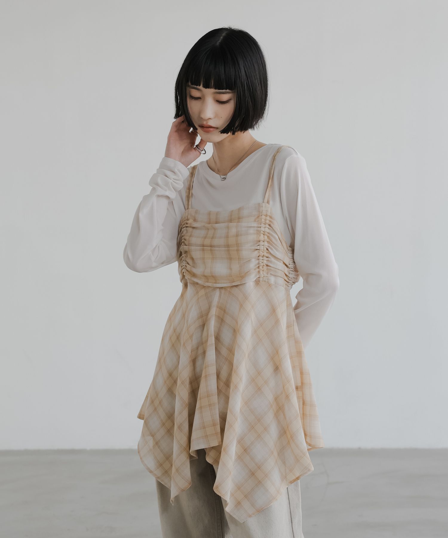 LOWRYS FARM「チェックキャミチュニック」|シャツ・ブラウス|