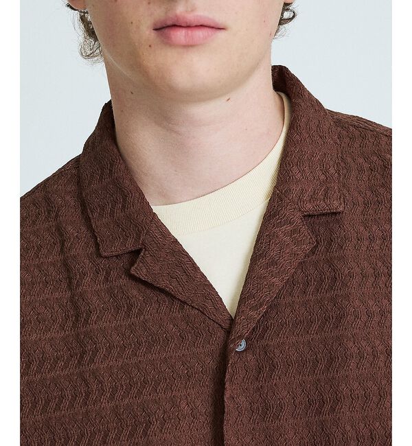 ABAHOUSE「【セットアップ対応】ジオメトリックジャカード オープンカラーシャツ / オーバー」|シャツ・ブラウス|