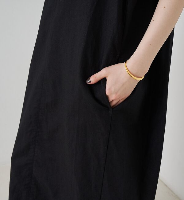 Rouge vif「【2サイズ展開】【定番人気】麻混ノースリーブVネックワンピース/ポケット付き/コ」|ワンピース|