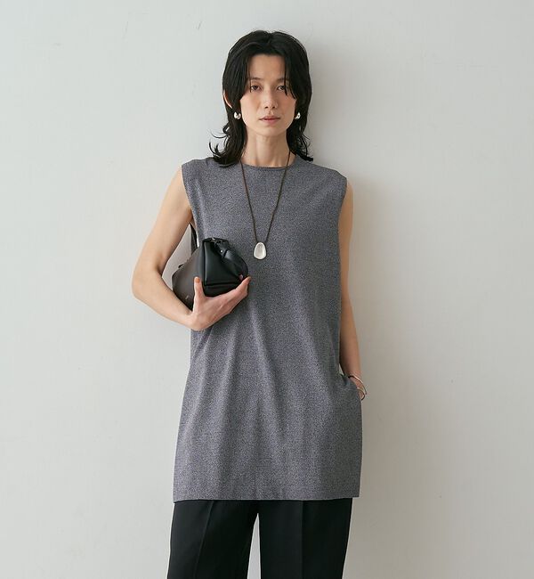 qualite「【接触冷感・セットアップ対応】レーヨンストレッチニットチュニック」|ワンピース|
