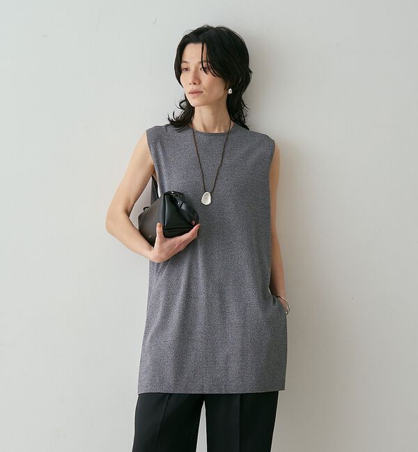 qualite「【接触冷感・セットアップ対応】レーヨンストレッチニットチュニック」|ワンピース|