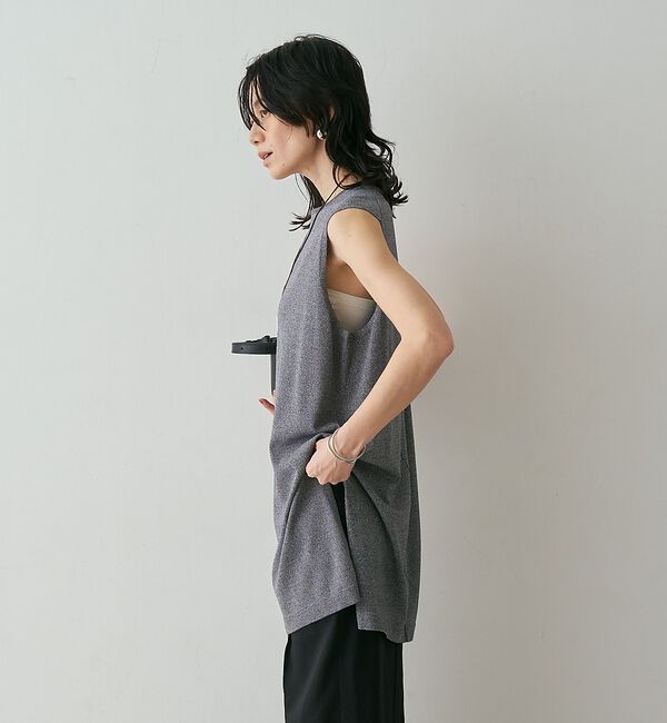 qualite「【接触冷感・セットアップ対応】レーヨンストレッチニットチュニック」|ワンピース|