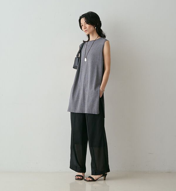 qualite「【接触冷感・セットアップ対応】レーヨンストレッチニットチュニック」|ワンピース|