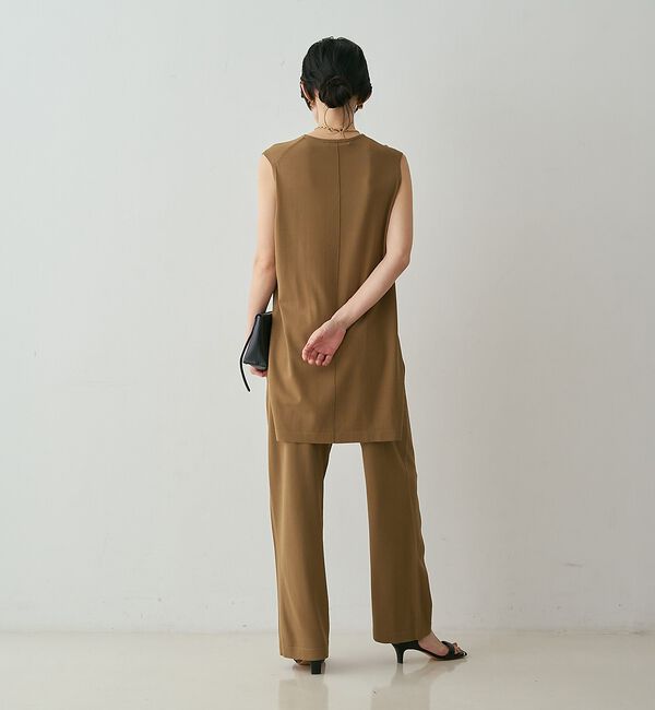 qualite「【接触冷感・セットアップ対応】レーヨンストレッチニットチュニック」|ワンピース|