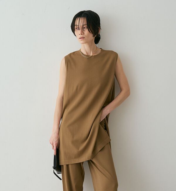 qualite「【接触冷感・セットアップ対応】レーヨンストレッチニットチュニック」|ワンピース|