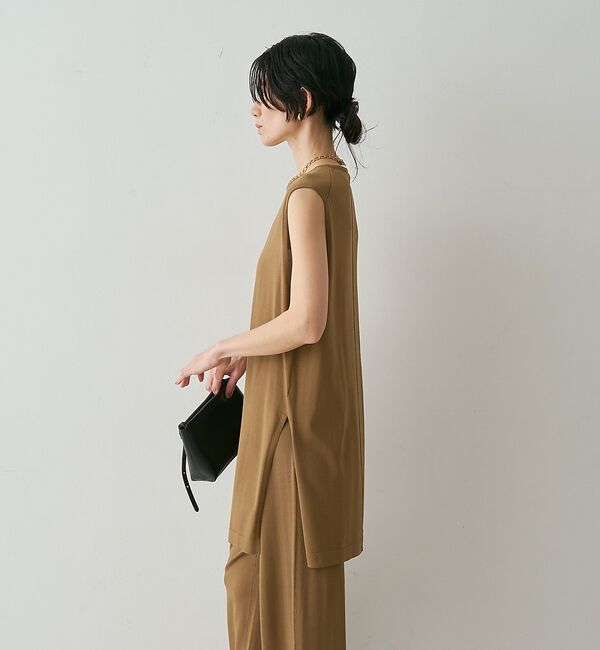 qualite「【接触冷感・セットアップ対応】レーヨンストレッチニットチュニック」|ワンピース|