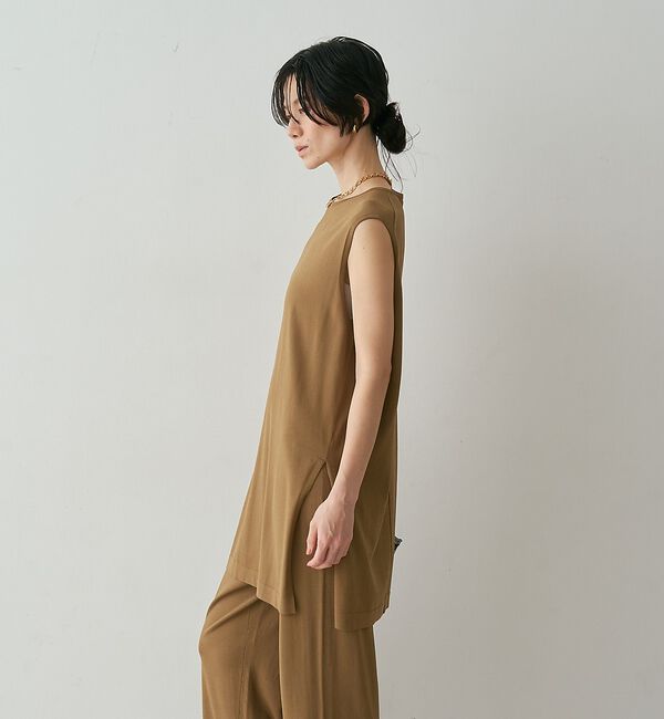 qualite「【接触冷感・セットアップ対応】レーヨンストレッチニットチュニック」|ワンピース|