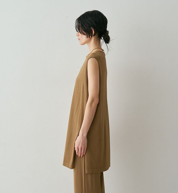 qualite「【接触冷感・セットアップ対応】レーヨンストレッチニットチュニック」|ワンピース|