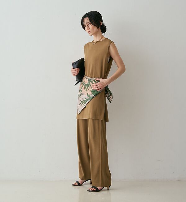 qualite「【接触冷感・セットアップ対応】レーヨンストレッチニットチュニック」|ワンピース|