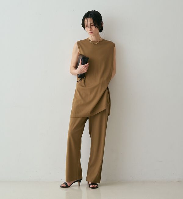 qualite「【接触冷感・セットアップ対応】レーヨンストレッチニットチュニック」|ワンピース|