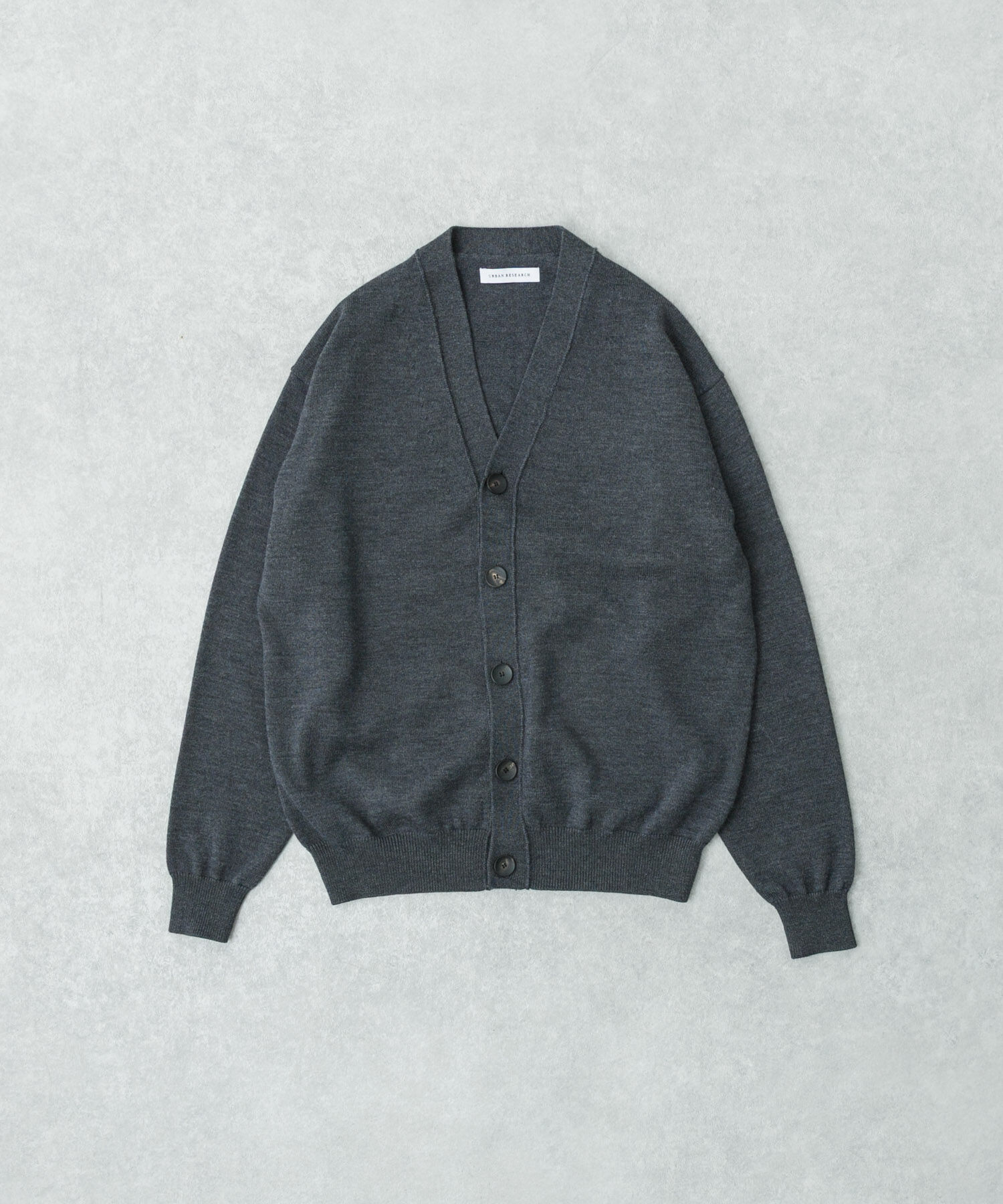 URBAN RESEARCH「CASH FEEL W/MID CARDIGAN」|カーディガン|チャコールグレー