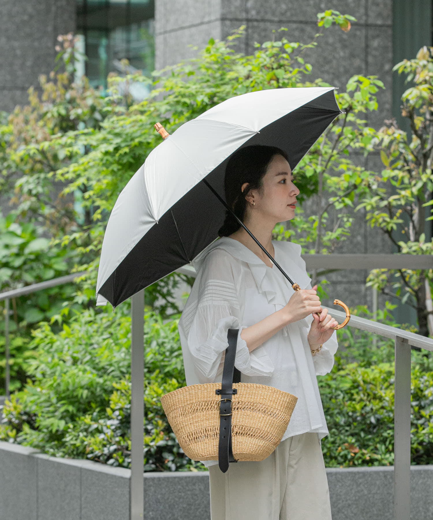 URBAN RESEARCH「晴雨兼用バンブーアンブレラ」|傘|ホワイト