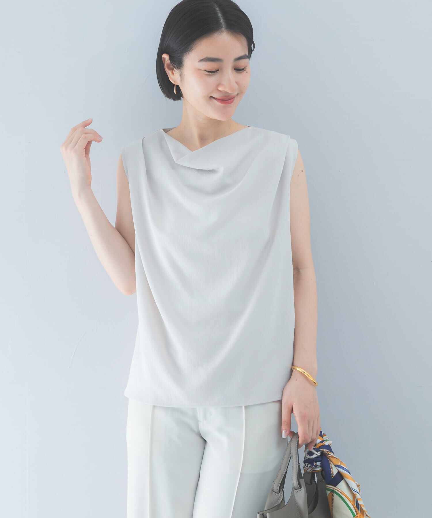 URBAN RESEARCH ROSSO「クールタッチ 防シワドレープブラウス」|シャツ・ブラウス|