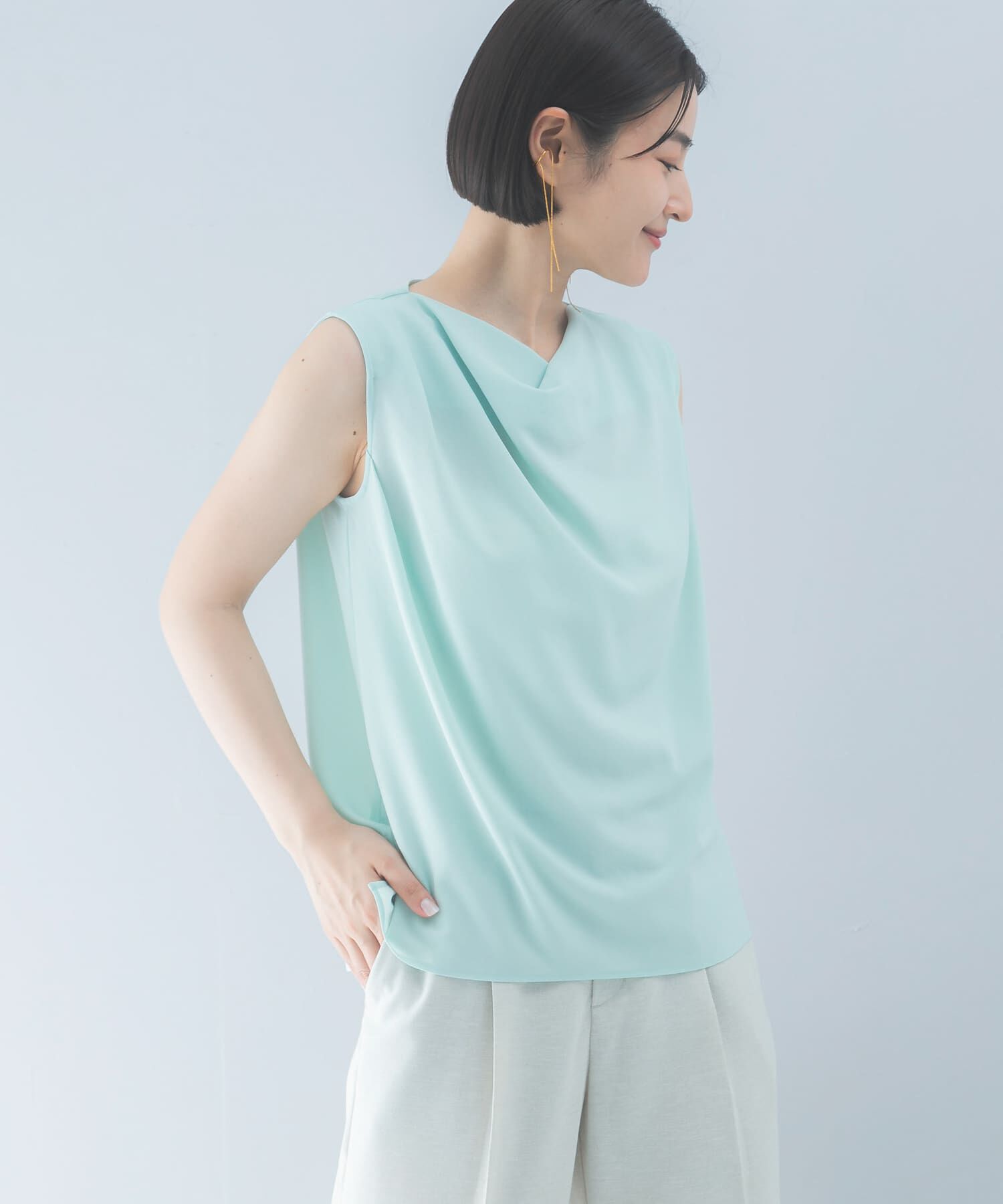 URBAN RESEARCH ROSSO「クールタッチ 防シワドレープブラウス」|シャツ・ブラウス|