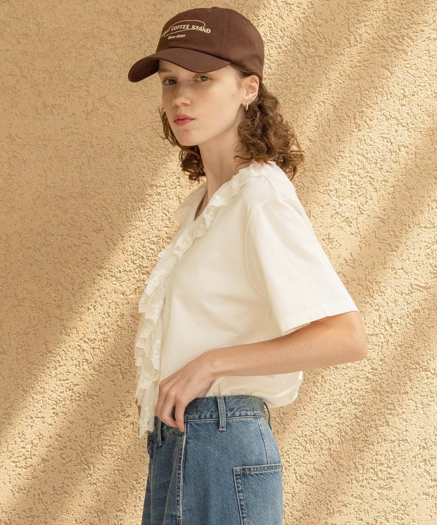 Sonny Label 「Vネックフリルレースカラープルオーバー」|Tシャツ・カットソー|