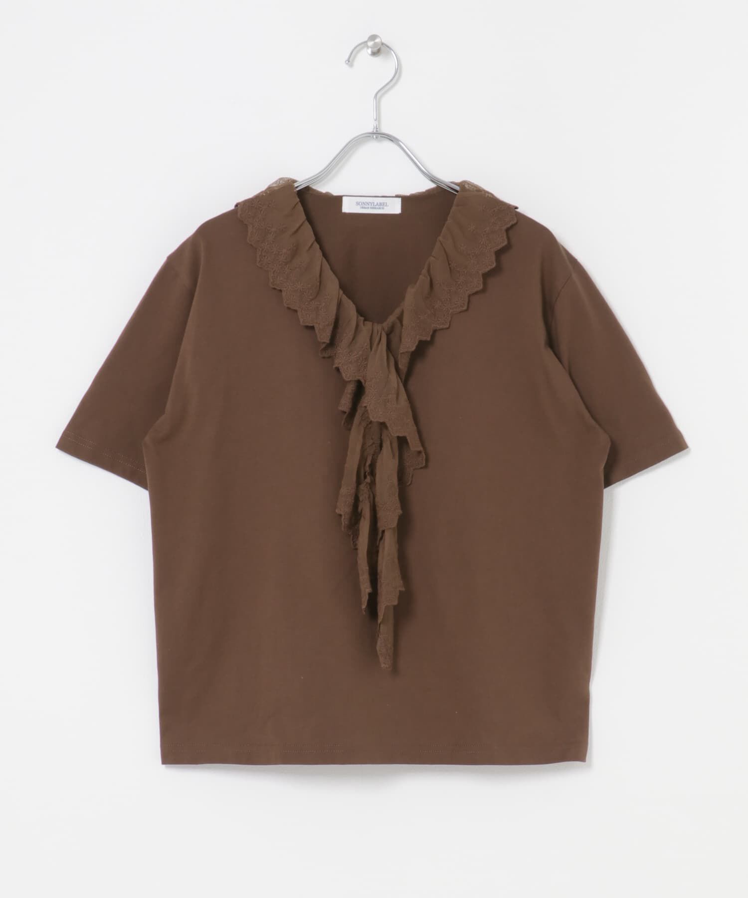 Sonny Label 「Vネックフリルレースカラープルオーバー」|Tシャツ・カットソー|