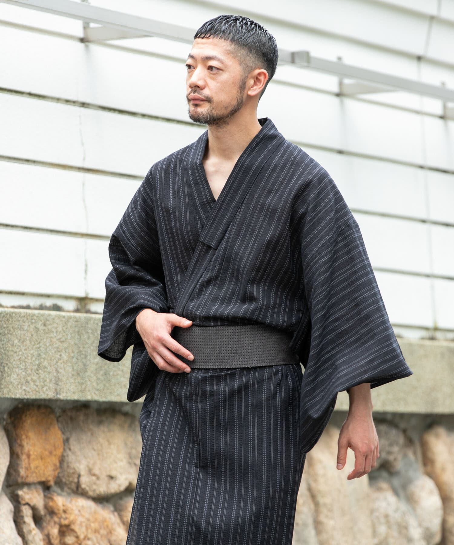 URBAN RESEARCH ROSSO「紳士浴衣 綿麻先染め」|その他|ブラック系その他