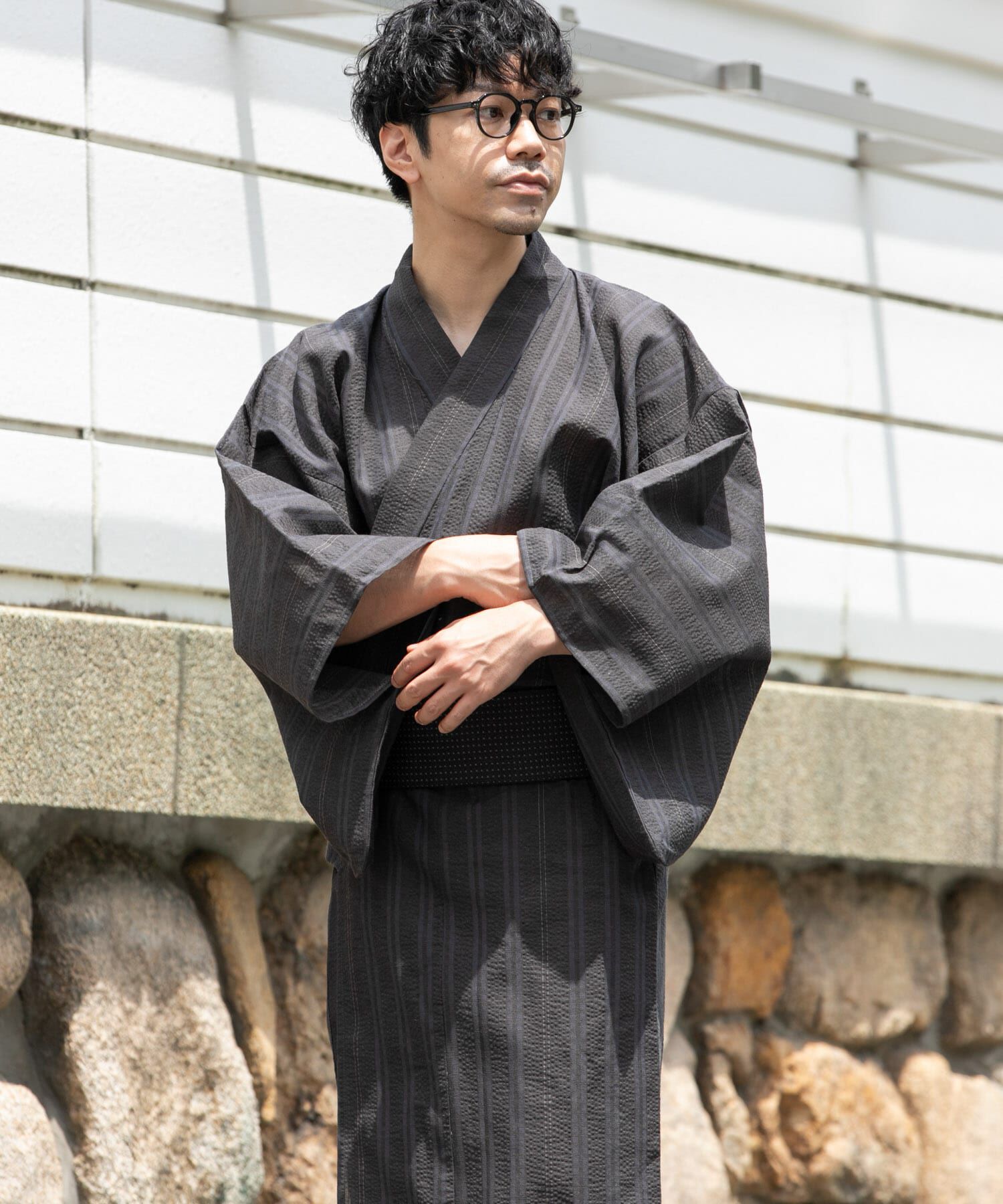 URBAN RESEARCH ROSSO「紳士浴衣 綿麻先染め」|その他|ブラウン系その他