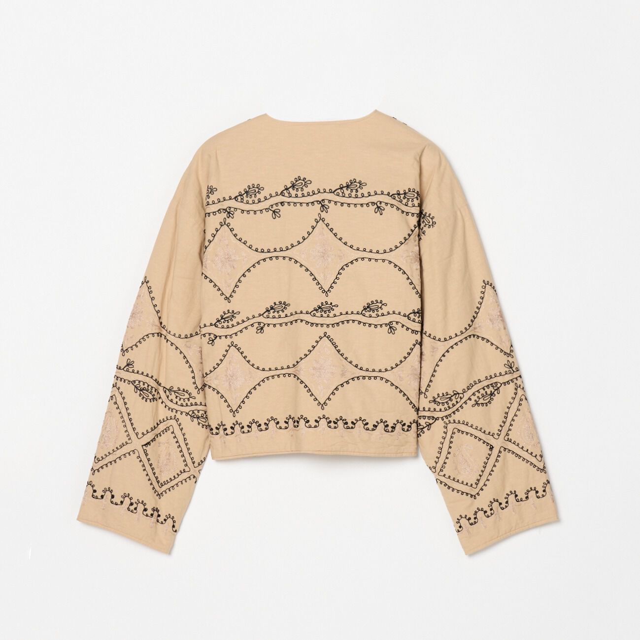  「SARA MALLIKA COTTON LINEN AARI EMBROIDERY JACKET」|デニムジャケット|
