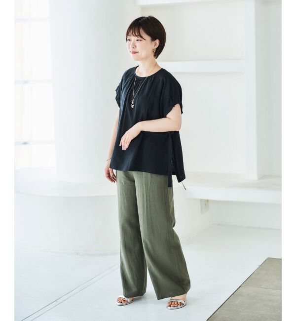 le.coeur blanc「《WEB限定アイテム》レーヨン麻袖ギャザーブラウス」|シャツ・ブラウス|