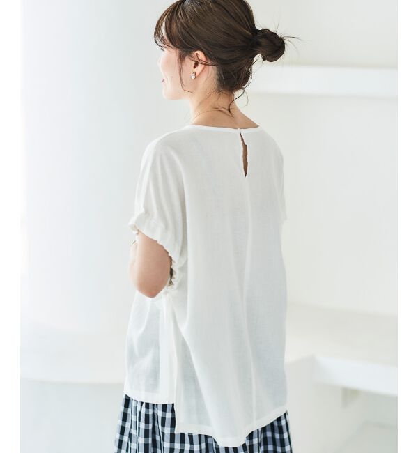 le.coeur blanc「《WEB限定アイテム》レーヨン麻袖ギャザーブラウス」|シャツ・ブラウス|