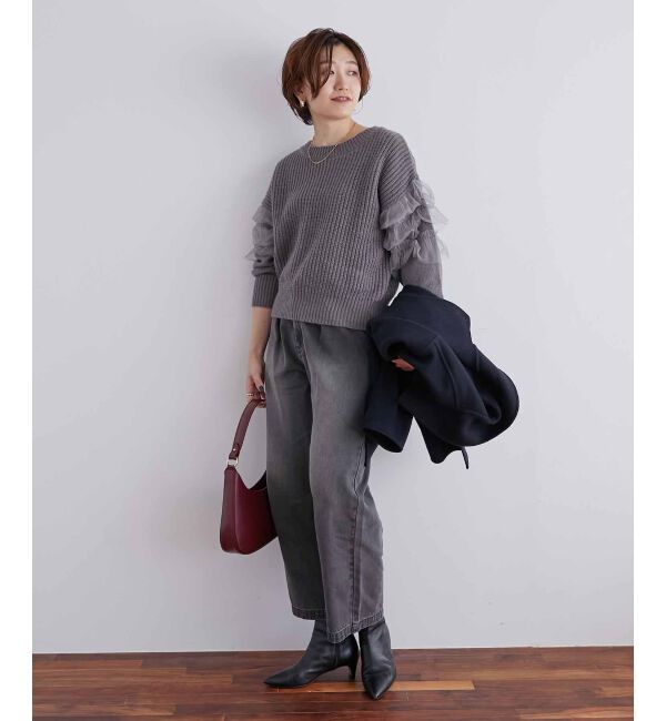 le.coeur blanc「タックワイドデニムパンツ」|デニム|