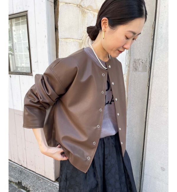 le.coeur blanc「ノーカラーリングドットボタン合皮ジャケット」|その他|