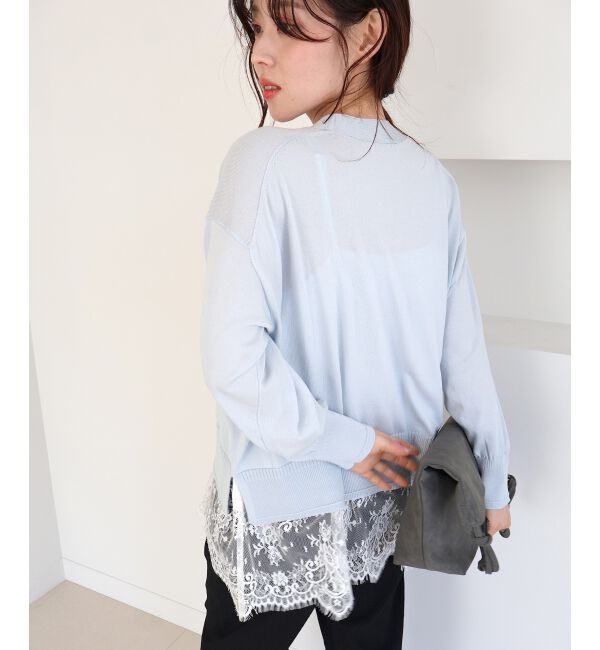  「ウォッシャブル刺繍Vネックカーデ」|カーディガン|