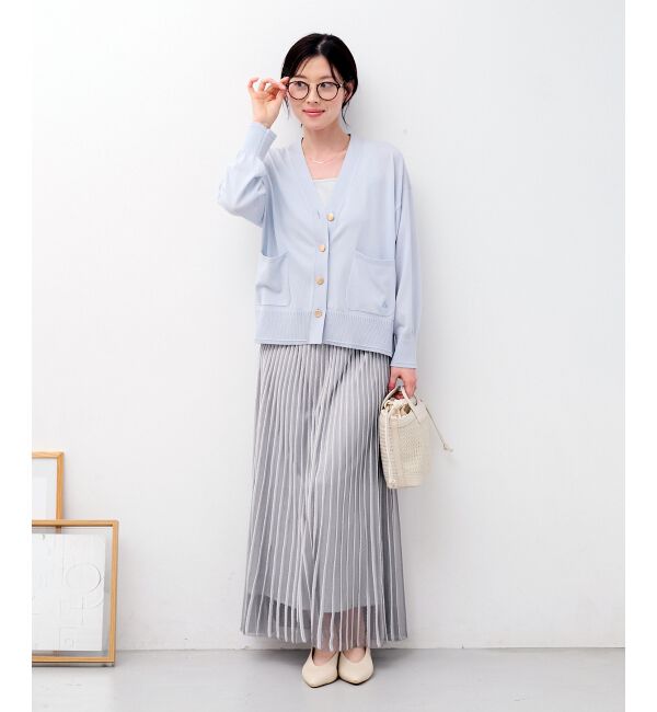  「ウォッシャブル刺繍Vネックカーデ」|カーディガン|