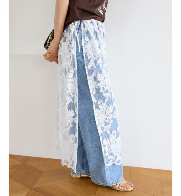  「エンブロイダリーチュールレースラップスカート」|スカート|