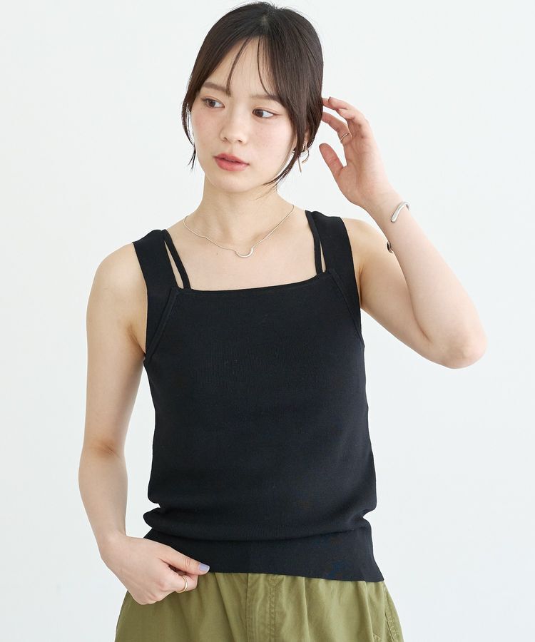 earth music&ecology「ソウバリタンクトップ」|キャミソール|Black