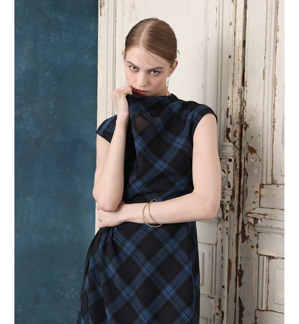 LOULOU WILLOUGHBY「ドレープチェックワンピース」|ワンピース|