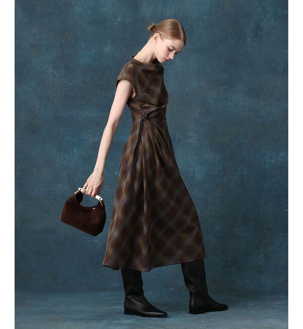 LOULOU WILLOUGHBY「ドレープチェックワンピース」|ワンピース|