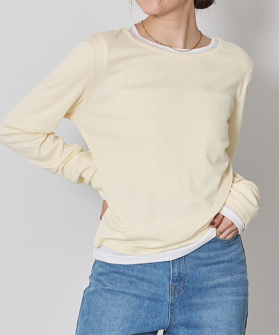 ur's「レイヤードトップスセット」|Tシャツ・カットソー|イエロー