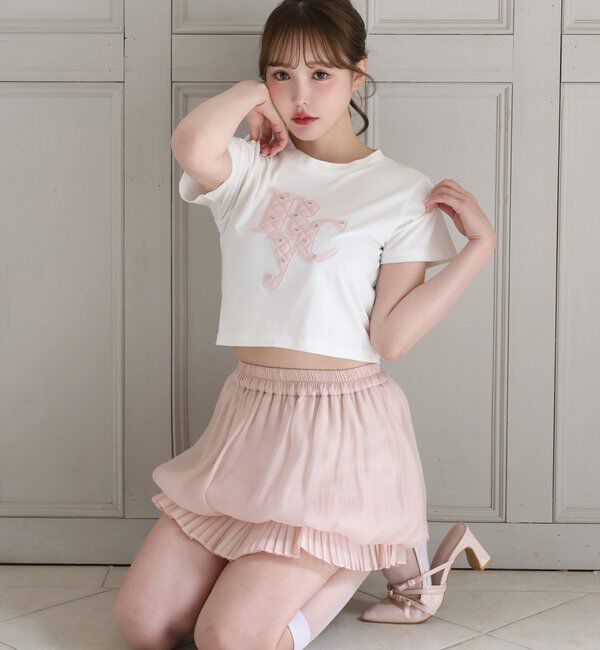  「ビジュー付きロゴアソートサスティナブルTシャツ」|プルオーバー|