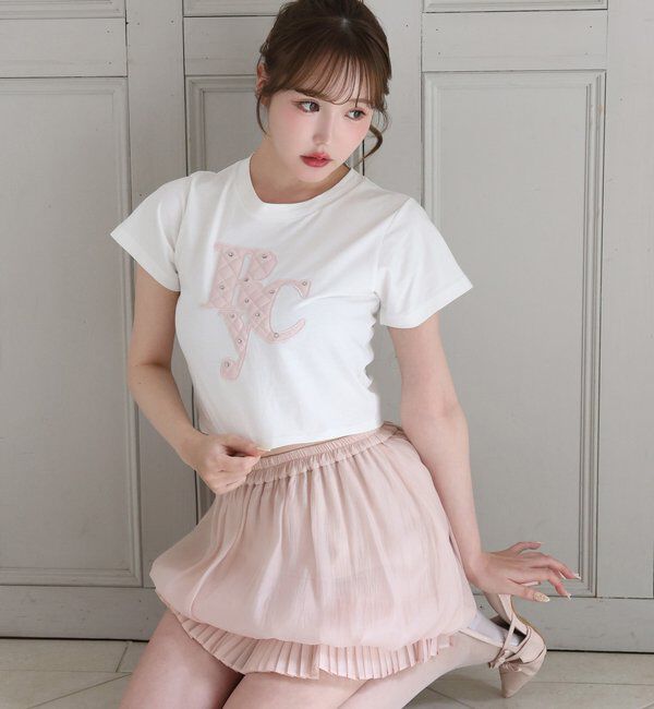  「ビジュー付きロゴアソートサスティナブルTシャツ」|プルオーバー|
