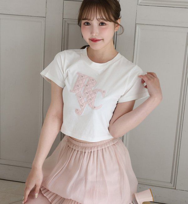  「ビジュー付きロゴアソートサスティナブルTシャツ」|プルオーバー|