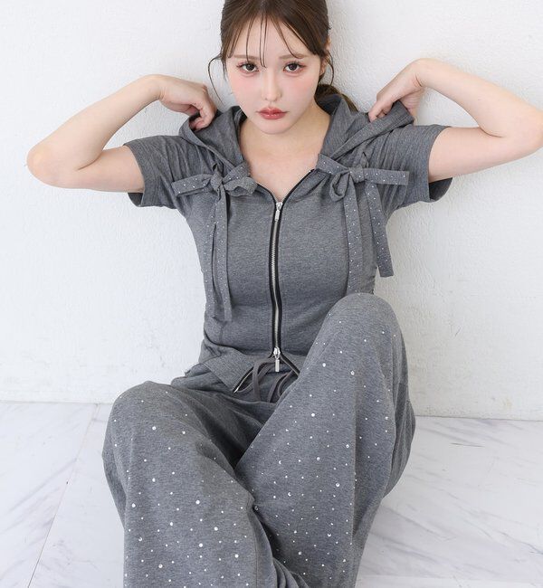 「【セットアップ可能】サイドレースキラキラスウェットパンツ」|その他|