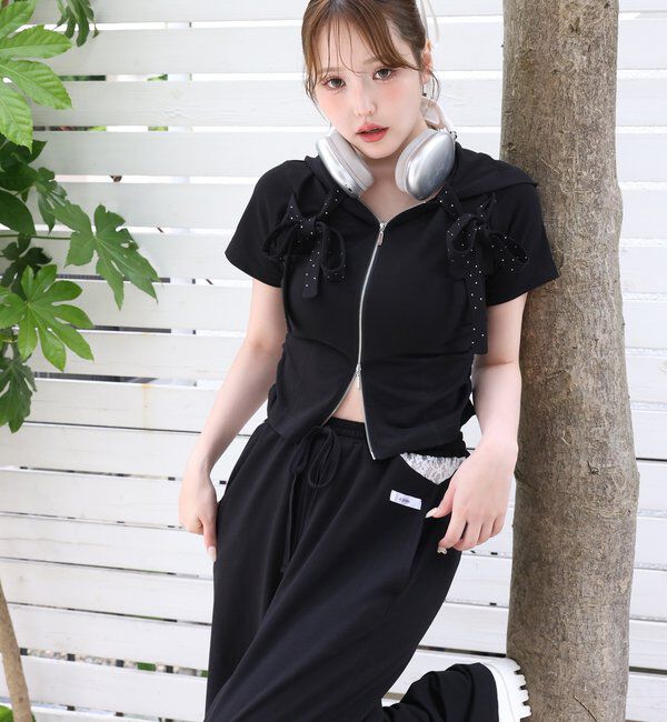  「【セットアップ可能】サイドレースキラキラスウェットパンツ」|その他|