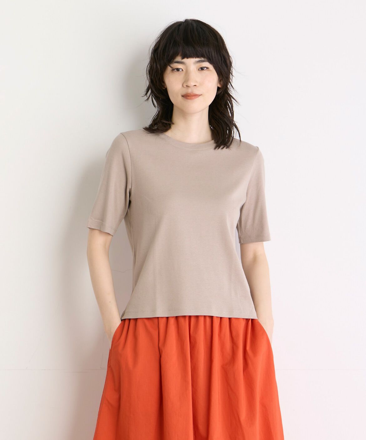 DAY by DAY it&rsquo;s international「ベーシッククルーネックTシャツ《スビン綿MIXフライス》」|Tシャツ・カットソー|モカチャ3