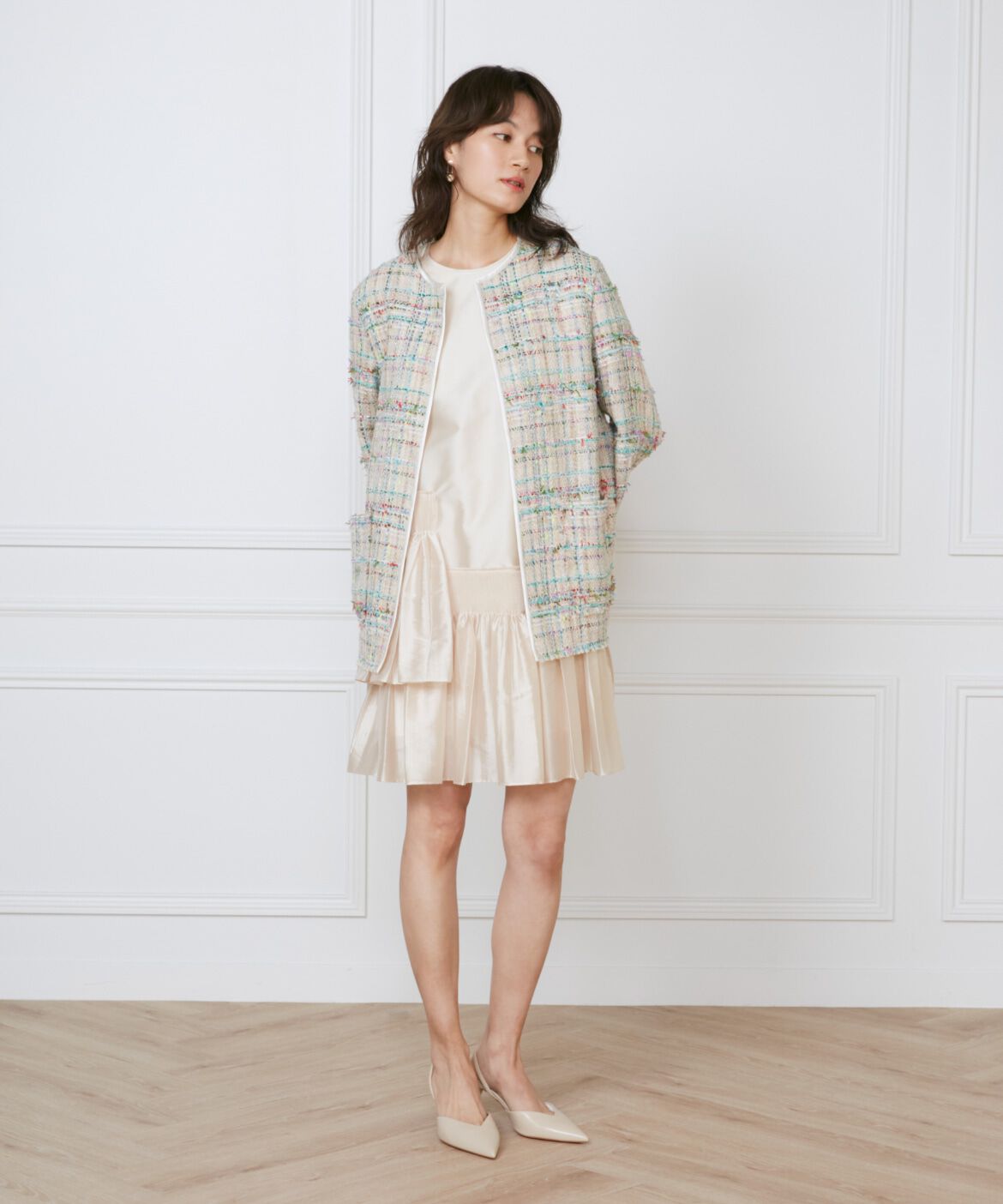 INED「シャーリングプリーツワンピース《la veille by SUPERIOR CLOSET》」|ワンピース|