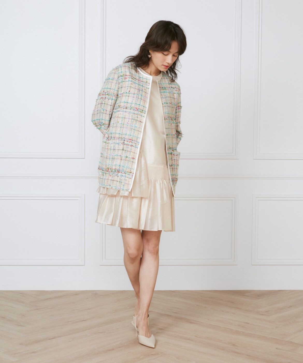 INED「シャーリングプリーツワンピース《la veille by SUPERIOR CLOSET》」|ワンピース|