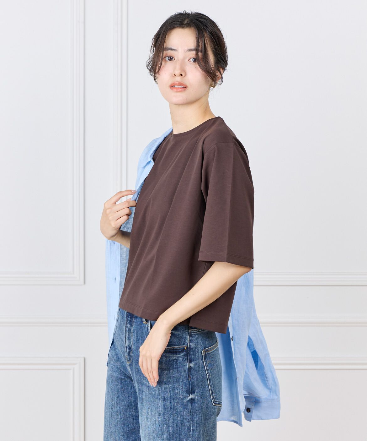 7-IDconcept.「5分袖Tシャツ《UVカット》《接触冷感》」|Tシャツ・カットソー|ダークブラウ 4