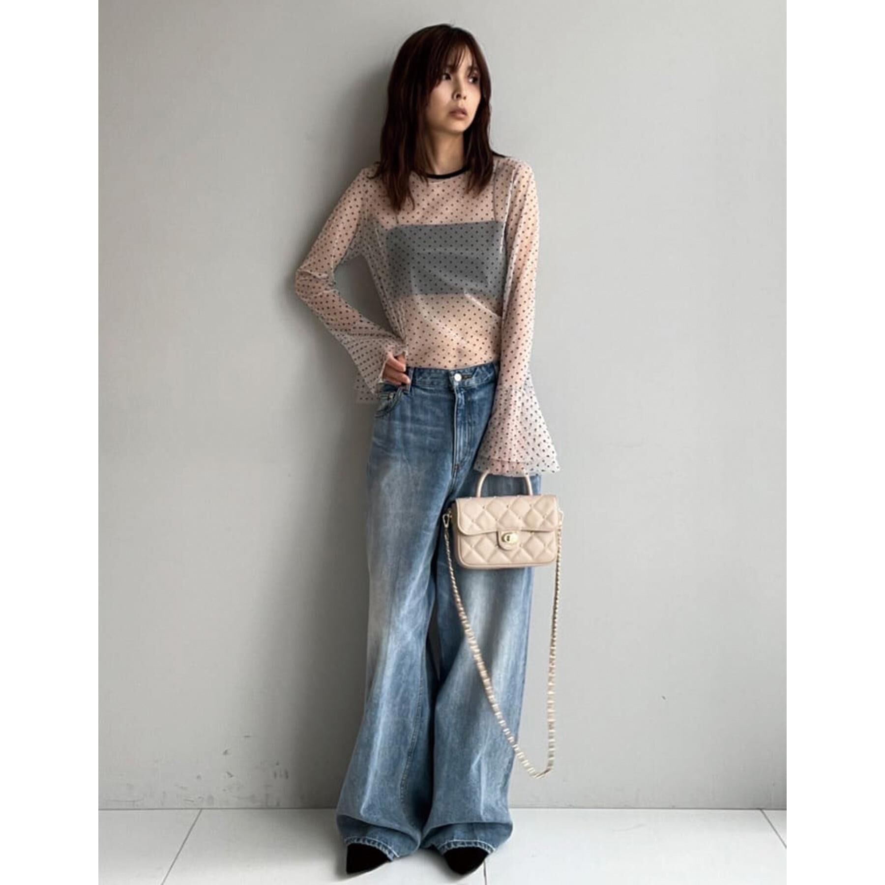 DRESSTERIOR「【洗える/シアー素材】シアードットベルスリーブカットソー」|Tシャツ・カットソー|