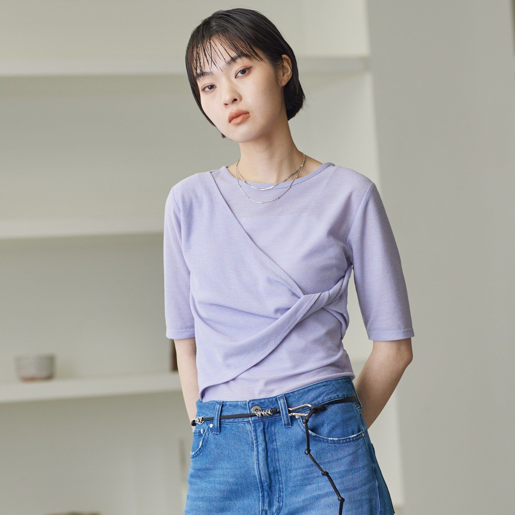 GALLEST「ツイストガーゼカットソー」|Tシャツ・カットソー|ラベンダー(080)