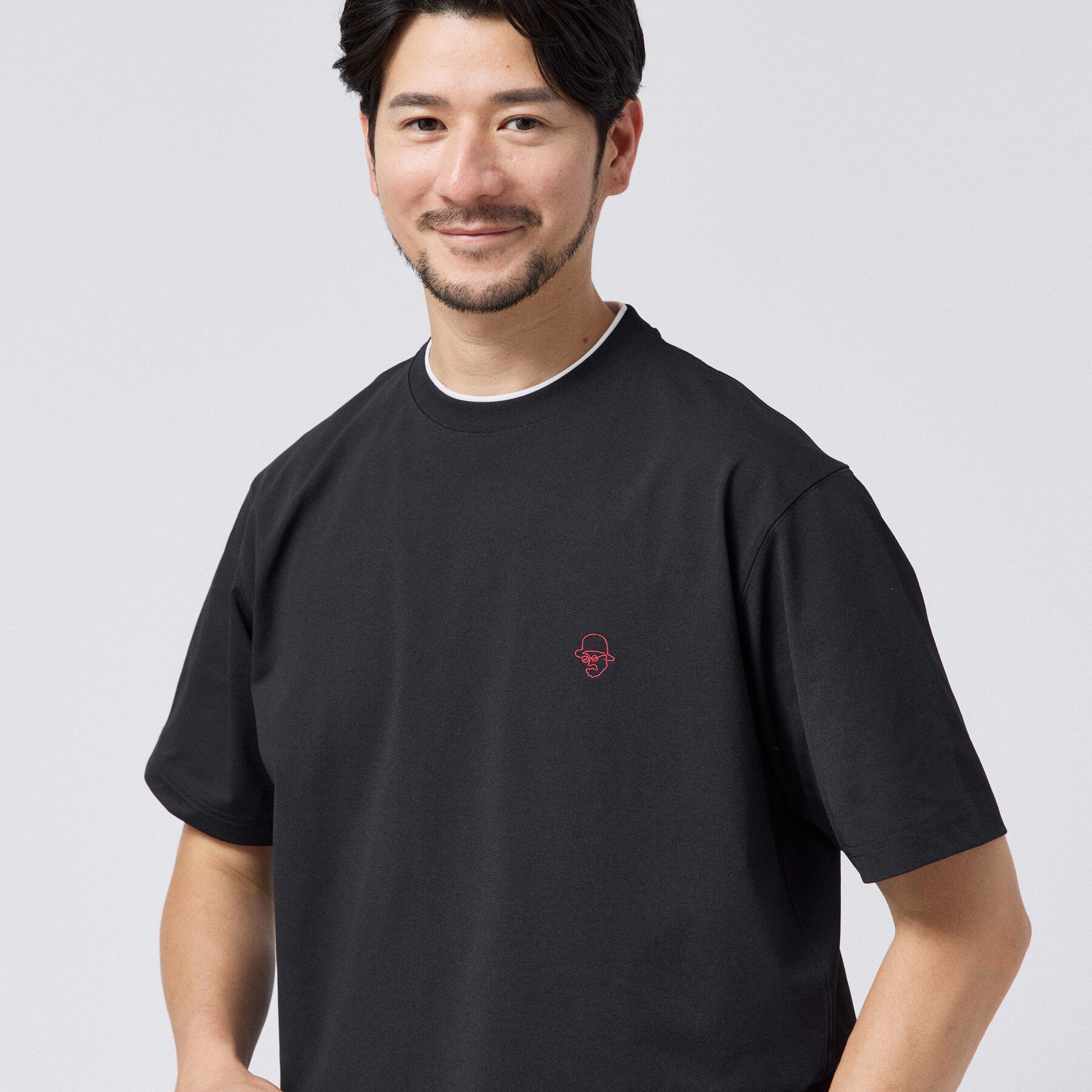 TAKEO KIKUCHI「【汗染み軽減/接触冷感】フェイクレイヤード ワンポイント刺繍Ｔシャツ」|Tシャツ・カットソー|